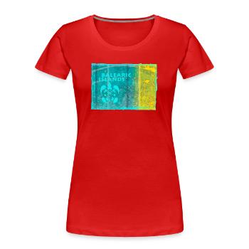 Balearische Inseln Neon Stil - Frauen Premium Bio T-Shirt - Rot - Vorne - Mia (176cm)