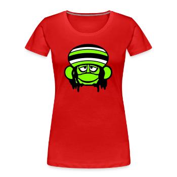 Frog Reggae Music Rasta Hair Hat Jamaica Fun - Women's Premium Organic T-Shirt - red - Front - Mia (176cm)