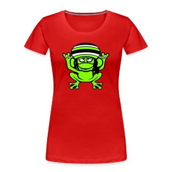 Frog Reggae Music Rasta Hair Hat Jamaica Fun - Women's Premium Organic T-Shirt - red - Front - Mia (176cm)