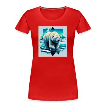ours blanc - T-shirt bio Premium Femme - rouge - Devant - Mia (176cm)