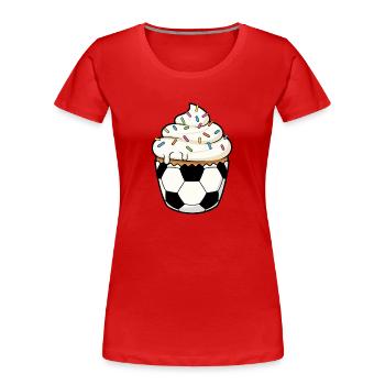 Gâteau de football dessin animé Football Artwork - T-shirt bio Premium Femme - rouge - Devant - Mia (176cm)