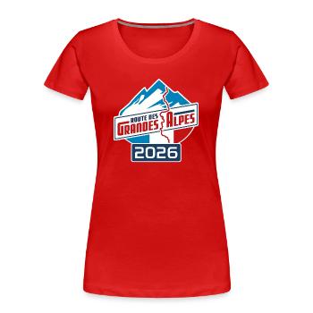 Route des Grandes Alpes | Color | 2026 - Frauen Premium Bio T-Shirt - Rot - Vorne - Mia (176cm)