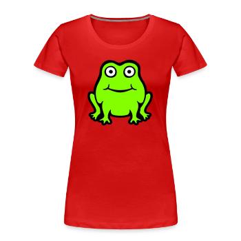 Frosch Kröte lächelt lustig Comic glücklich süß - Frauen Premium Bio T-Shirt - Rot - Vorne - Mia (176cm)