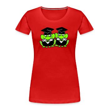 2 Frösche Schulabschluss Abitur bestanden College - Frauen Premium Bio T-Shirt - Rot - Vorne - Mia (176cm)