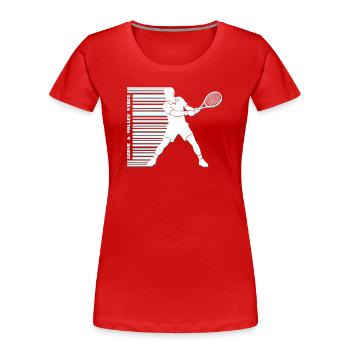 Tennis Glitch Barcode Hoodie Shirt - Frauen Premium Bio T-Shirt - Rot - Vorne - Mia (176cm)