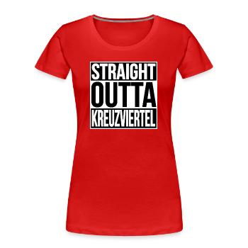 STRAIGHT OUTTA CROSS QUARTER - Women's Premium Organic T-Shirt - red - Front - Mia (176cm)