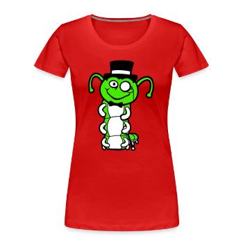 Mr. Caterpillar Top Hat Monocle Bow Tie Gentleman Empire - Women's Premium Organic T-Shirt - red - Front - Mia (176cm)
