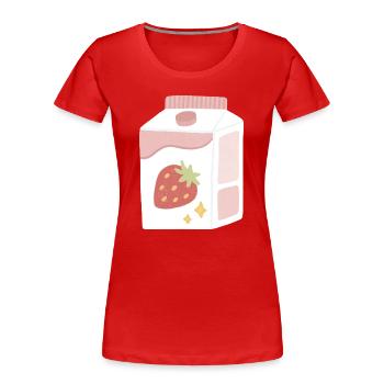 Erdbeer-Milch-Box-Illustration - Frauen Premium Bio T-Shirt - Rot - Vorne - Mia (176cm)