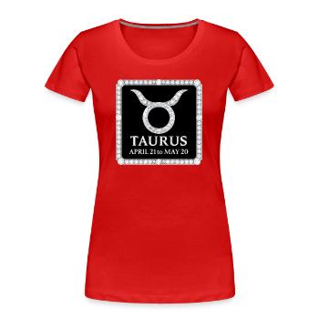 Signe du zodiaque Taureau - T-shirt bio Premium Femme - rouge - Devant - Mia (176cm)