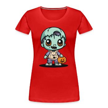 Zombie Halloween Gruselig Comic - Frauen Premium Bio T-Shirt - Rot - Vorne - Mia (176cm)