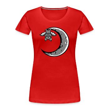 Süße Fledermaus Sichelmond hängt Halloween Nacht - Frauen Premium Bio T-Shirt - Rot - Vorne - Mia (176cm)