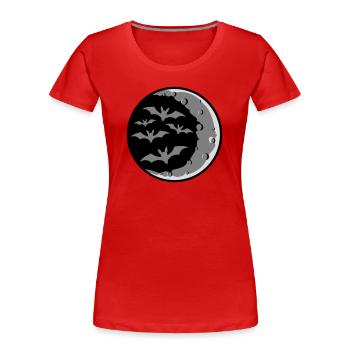 Lots of bats silhouette cool crescent moon night - Women's Premium Organic T-Shirt - red - Front - Mia (176cm)