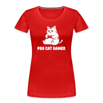 Pro Cat Gamer - T-shirt bio Premium Femme - rouge - Devant - Mia (176cm)