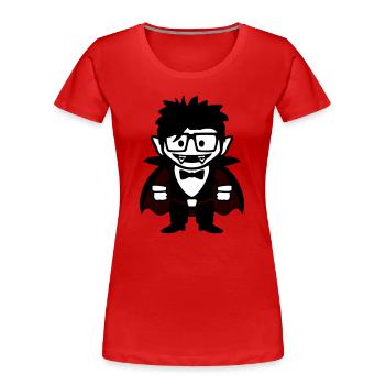 Funny Nerd Vampire with Glasses and Bow Tie - Women's Premium Organic T-Shirt - red - Front - Mia (176cm)