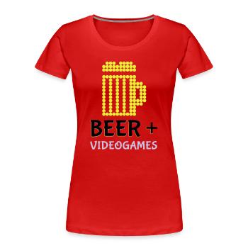 Pixel-Bier-Videospiele - Frauen Premium Bio T-Shirt - Rot - Vorne - Mia (176cm)