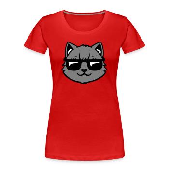Katze Graue Sonnenbrille Cool Lässig Style Blick - Frauen Premium Bio T-Shirt - Rot - Vorne - Mia (176cm)