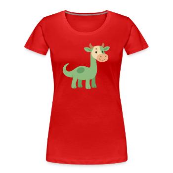 Dinosaur with cowhide head - Women's Premium Organic T-Shirt - red - Front - Mia (176cm)
