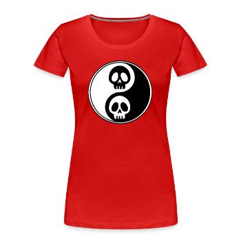 Yin and yang skulls - Women's Premium Organic T-Shirt - red - Front - Mia (176cm)