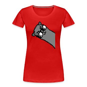 Llama Alpaca Head Sunglasses Cool Gray Funny Cute - Women's Premium Organic T-Shirt - red - Front - Mia (176cm)