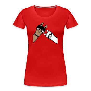 2 Coole Lamas Sonnenbrillen Lustige Nerd Freunde - Frauen Premium Bio T-Shirt - Rot - Vorne - Mia (176cm)