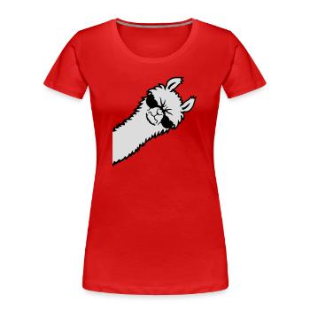 Lama Wütend Guckend Seite Sonnenbrille Cool Sauer - Frauen Premium Bio T-Shirt - Rot - Vorne - Mia (176cm)
