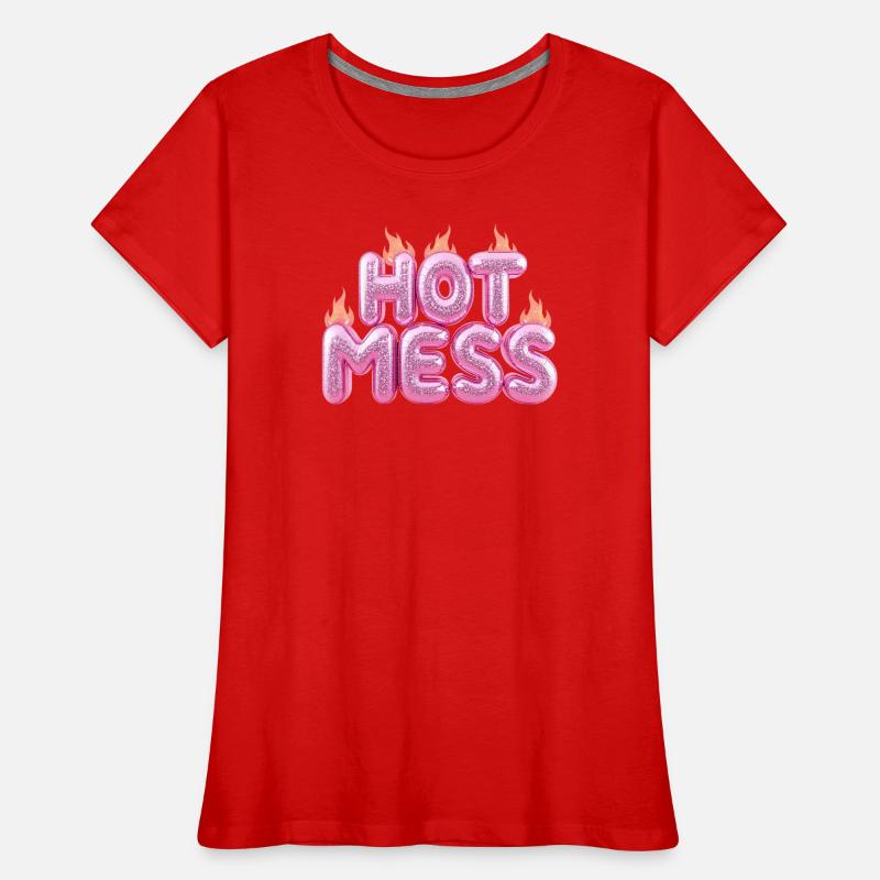 Hot Mess Pink 3D Bubble Typography Women's Premium Organic T-Shirt