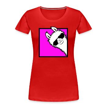 Lama Cool Peeks Around Corner Side Sunglasses Alpaca - Women's Premium Organic T-Shirt - red - Front - Mia (176cm)