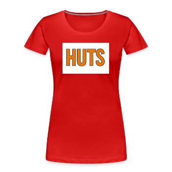 Typographie orange audacieuse des huttes - T-shirt bio Premium Femme - rouge - Devant - Mia (176cm)