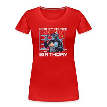 Birthday Gamer VR - Women's Premium Organic T-Shirt - red - Front - Mia (176cm)