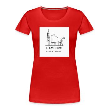 Hambourg Line Art Silhouette Point de repère - T-shirt bio Premium Femme - rouge - Devant - Mia (176cm)