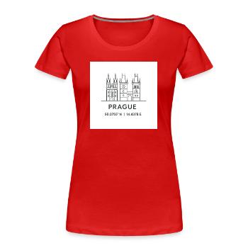 Prague Line Art Silhouette Point de repère - T-shirt bio Premium Femme - rouge - Devant - Mia (176cm)