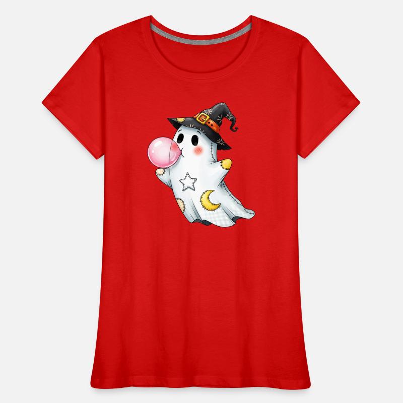 Patchwork cartoon ghost with bubble gum bubble Women's Premium Organic T-Shirt