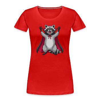 Cute Halloween Vampire Raccoon Cartoon Monster - Women's Premium Organic T-Shirt - red - Front - Mia (176cm)