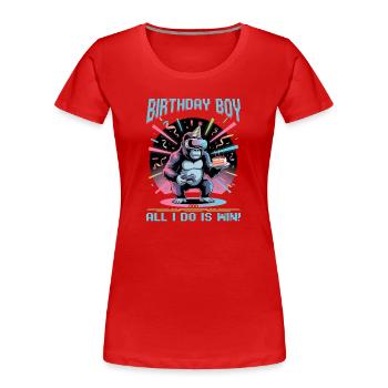 Anniversaire Gamer VR - T-shirt bio Premium Femme - rouge - Devant - Mia (176cm)