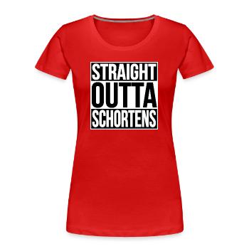 STRAIGHT OUTTA SCHORTENS - Frauen Premium Bio T-Shirt - Rot - Vorne - Mia (176cm)
