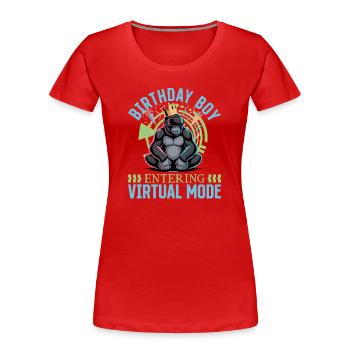 Anniversaire Gamer VR - T-shirt bio Premium Femme - rouge - Devant - Mia (176cm)