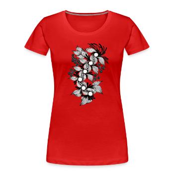 Black and White Flower Spiral - Women's Premium Organic T-Shirt - red - Front - Mia (176cm)