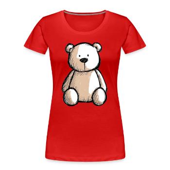 Teddybär, Teddybär, süßer kleiner Teddybär - Frauen Premium Bio T-Shirt - Rot - Vorne - Mia (176cm)