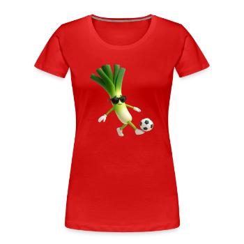 Leek Football - Women's Premium Organic T-Shirt - red - Front - Mia (176cm)