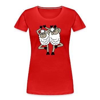 Schaf Paar Verärgert Gestört Baum Pose Yoga Rempel - Women's Premium Organic T-Shirt - red - Front - Mia (176cm)