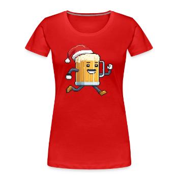Funny Christmas Beer - Ugly Christmas - Women's Premium Organic T-Shirt - red - Front - Mia (176cm)