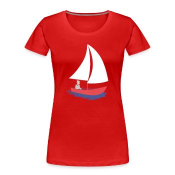 Voilier design nautique Serenity en coque rouge - T-shirt bio Premium Femme - rouge - Devant - Mia (176cm)