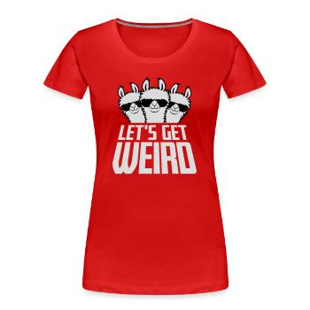 Let's Get Weird 3 Llama Friends Team Sunglasses - Women's Premium Organic T-Shirt - red - Front - Mia (176cm)