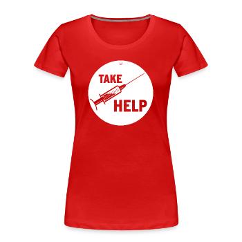 DEMANDEZ DE L’AIDE - T-shirt bio Premium Femme - rouge - Devant - Mia (176cm)