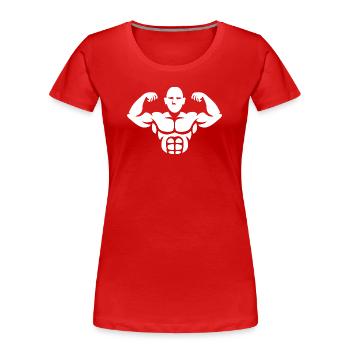 Bodybuilder Silhouette – Muscle Power Design - T-shirt bio Premium Femme - rouge - Devant - Mia (176cm)