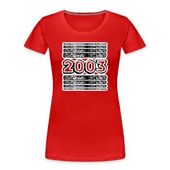 2003 2003 - Frauen Premium Bio T-Shirt - Rot - Vorne - Mia (176cm)