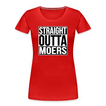 STRAIGHT OUTTA MOERS - Women's Premium Organic T-Shirt - red - Front - Mia (176cm)