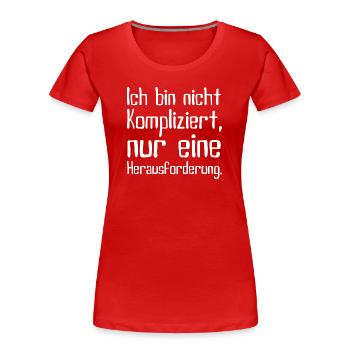 Pas compliqué – défi - T-shirt bio Premium Femme - rouge - Devant - Mia (176cm)