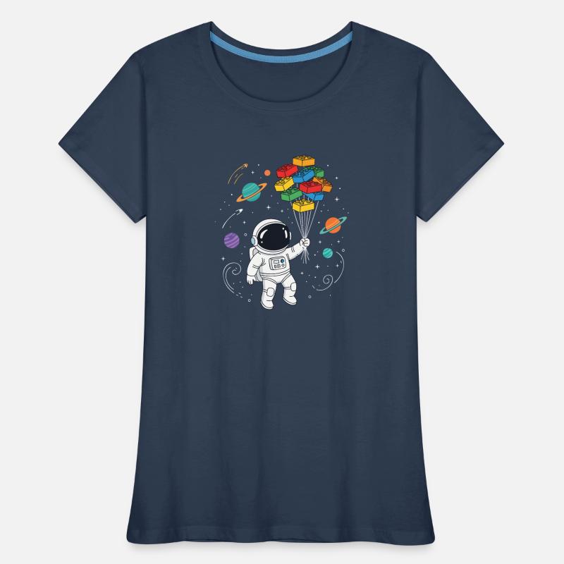 Blocs de construction d’astronautes Construction de briques spatiales T-shirt bio Premium Femme