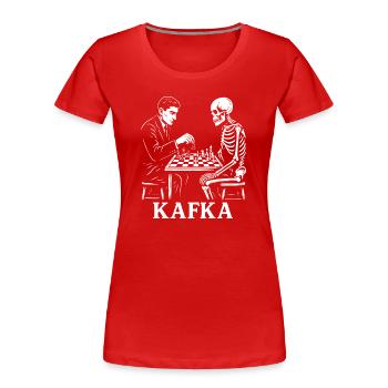 Kafka Skeleton Chess Duel - Frauen Premium Bio T-Shirt - Rot - Vorne - Mia (176cm)